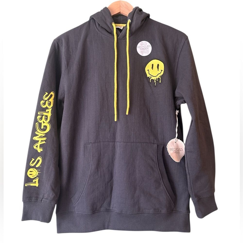NWT Recycled Threads Sweatshirt Hoodie Smiley Face Los Angeles Sz M